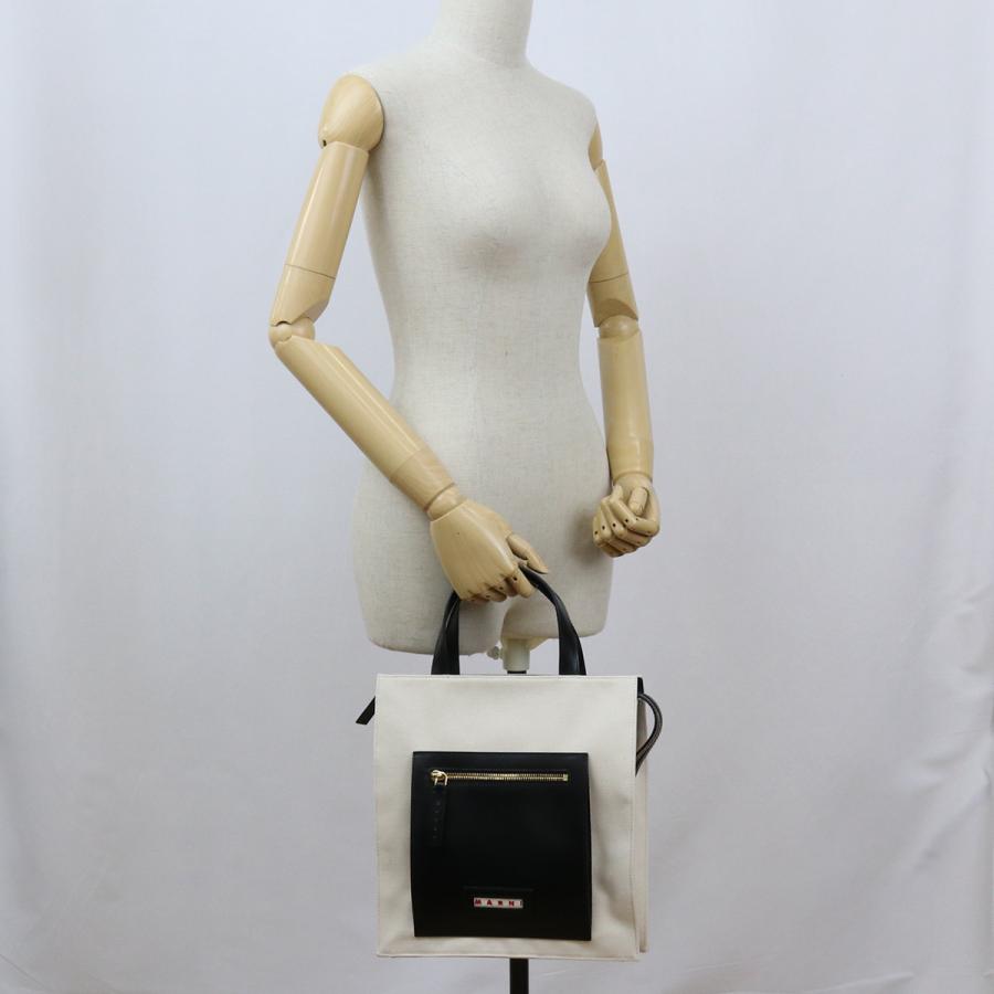 MARNI マルニ トートバッグ SHMP0068Q0 P2994 ZN015 レディース ブラック ホワイト 爆買の画像