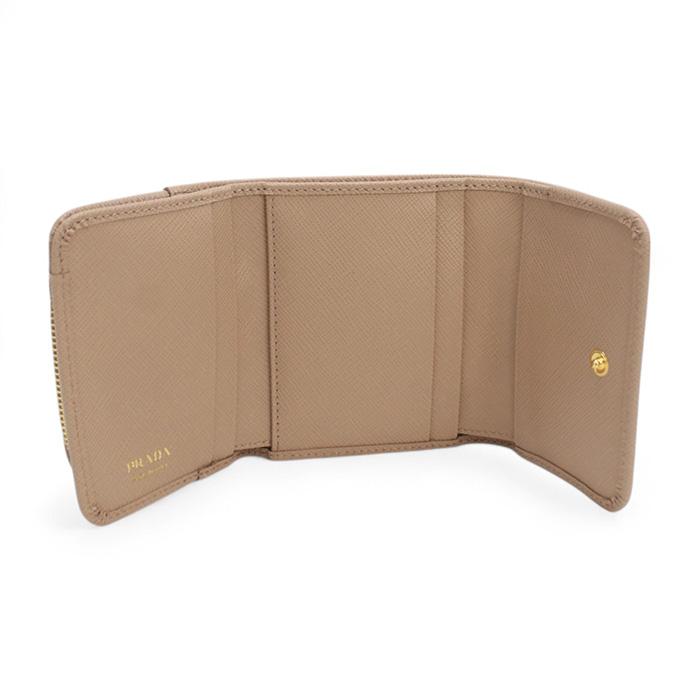 PRADA プラダ 三折財布小銭入付き 1MH044 QHH F0236 レディース ベージュの画像