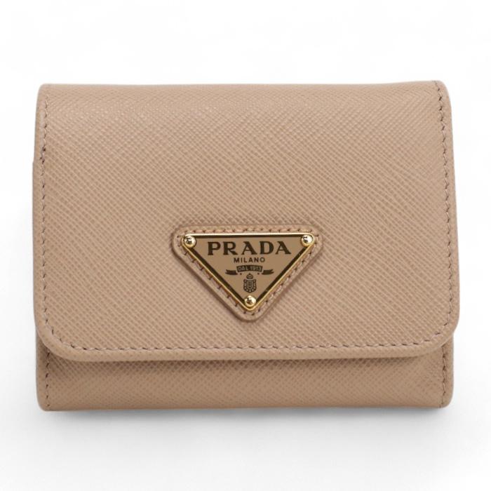 PRADA プラダ 三折財布小銭入付き 1MH044 QHH F0236 レディース ベージュの画像