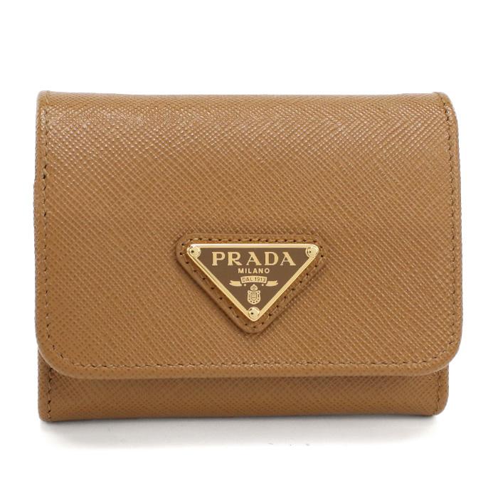 PRADA プラダ 三折財布小銭入付き 1MH044 QHH F03BH レディース ブラウンの画像