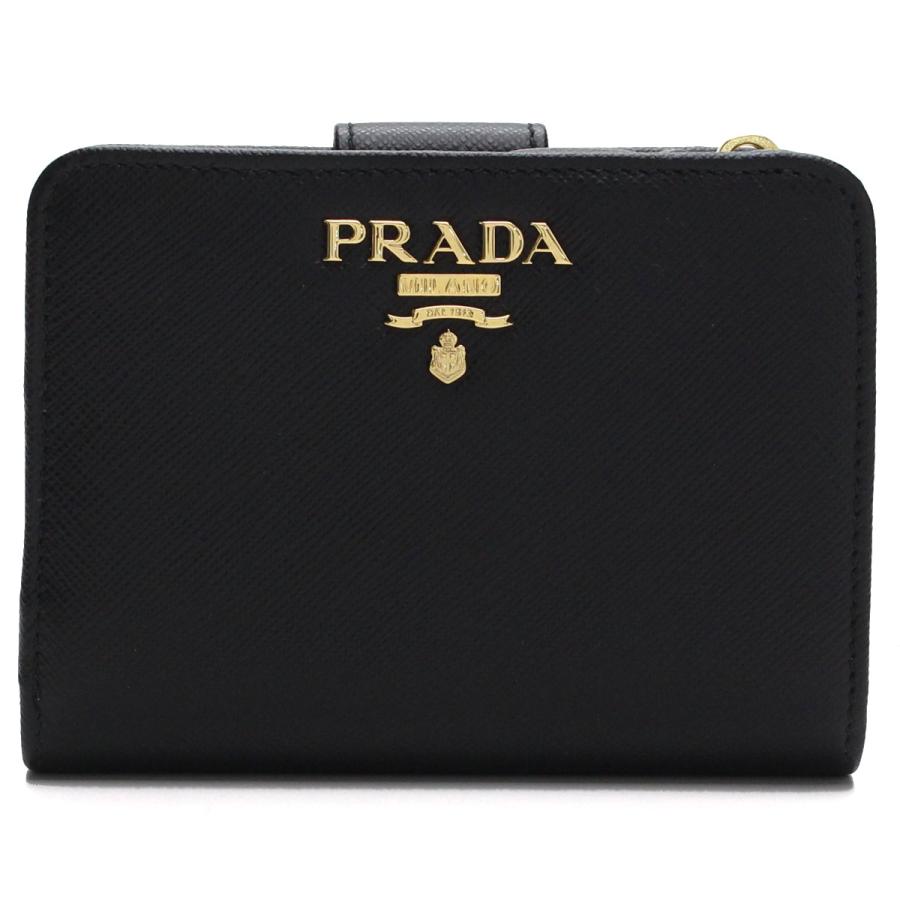 PRADA プラダ 二つ折り財布 小銭入付き 1ML018 QWA F0002 レディース ブラックの画像