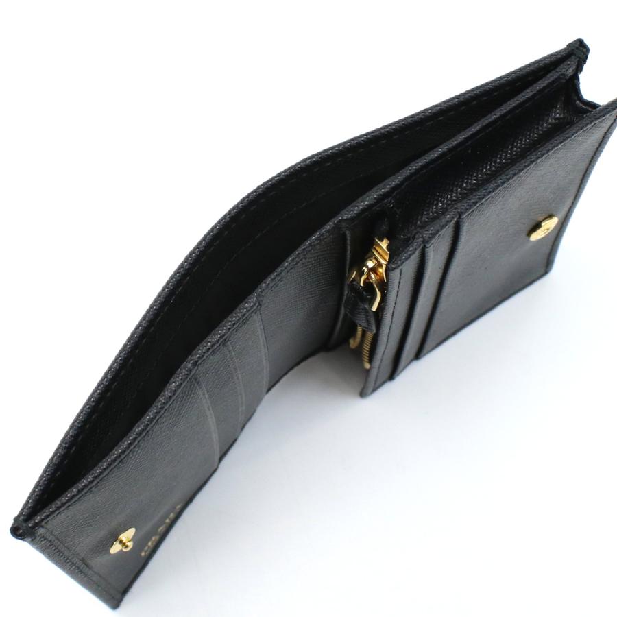 PRADA プラダ 二つ折り財布 ナイロン 丸ロゴ ブラック㉑ プラダ 二つ折り財布 レディース TESSUTO トライアングルロゴ ブラック