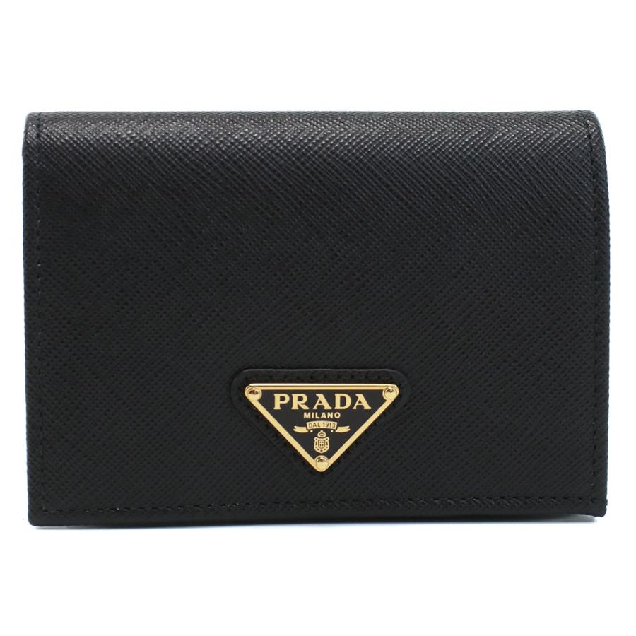 PRADA プラダ エナメル 二つ折り財布 ブラック ロゴ コンパクト PRADA（プラダ） 二つ折り財布 小銭入付き 1MV021 QHH F0002