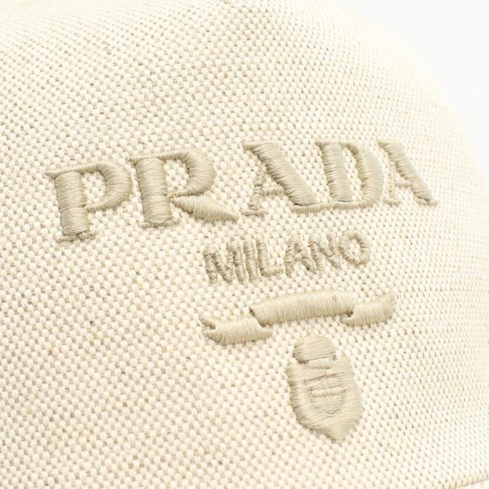 PRADA プラダ リネン混紡 ベースボールキャップ 2HC179 ZPX F0018 メンズ アイボリーの画像