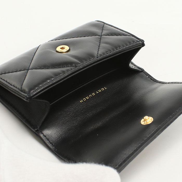 Tory Burch トリーバーチ キラ ダイヤモンドキルト フラップカードケース 名刺入れ 159794 001 レディース ブラック TORY BURCH（トリーバーチ） キラ ダイヤモンドキルト フラップカード