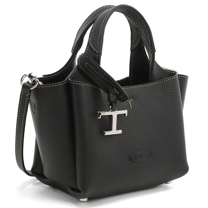 TOD’S トッズ Tタイムレス レザー ハンドバッグ マイクロ XBWAPAFL000 QRI B999 レディース ブラック TOD'S トッズ Tタイムレス レザー ハンドバッグ マイクロ XBWAPAFL000