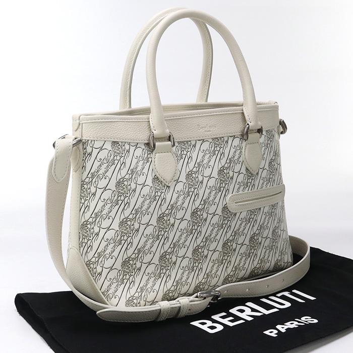 中古良品Berluti ベルルッティ トートバッグ トゥジュール XS トワル・マルブフ メンズ ホワイト 中古良品 Berluti ベルルッティ トートバッグ トゥジュール XS トワル