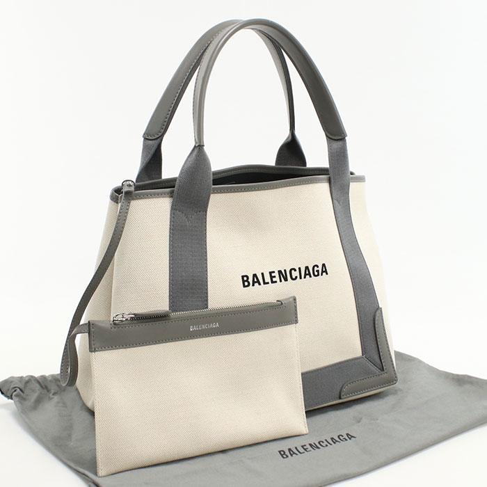 中古良品BALENCIAGA バレンシアガ トートバッグ 339933 ネイビーカバ スモール レディース アイボリー BALENCIAGA（バレンシアガ） 中古良品 トートバッグ 339933 ネイビー