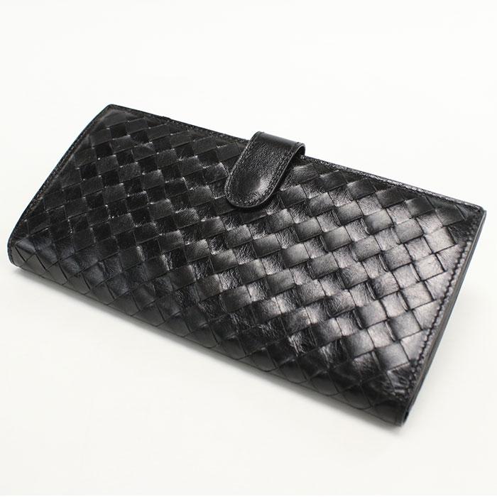 ボッテガ・ヴェネタ Wホック イントレチャート 134075 V5281 1000 長財布二折 BOTTEGA VENETA（ボッテガ・ヴェネタ） 中古良品 長財布二折 134075