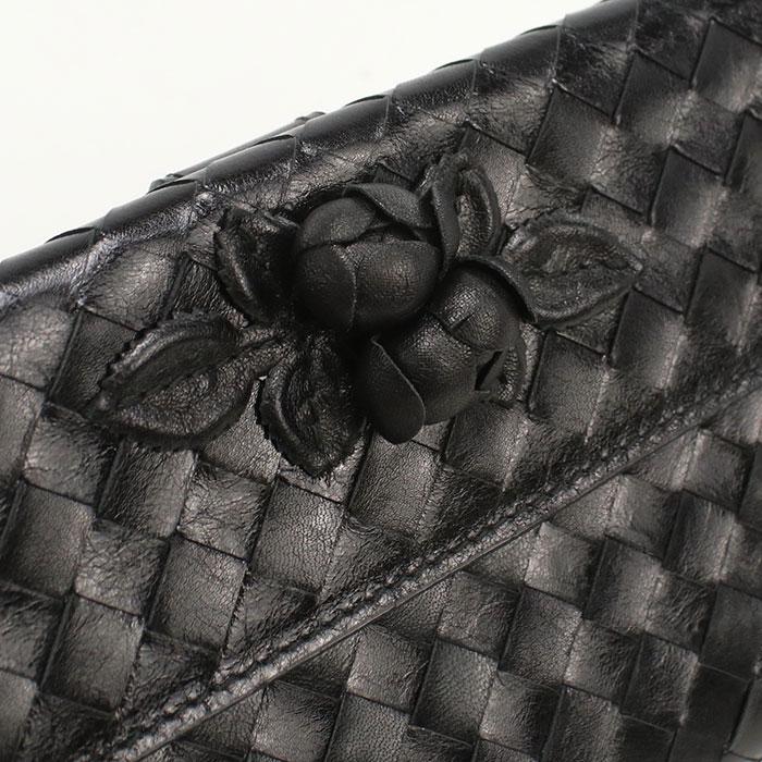 ボッテガ・ヴェネタ Wホック イントレチャート 134075 V5281 1000 長財布二折 BOTTEGA VENETA - ボッテガヴェネタ BOTTEGA VENETA 財布 レディース