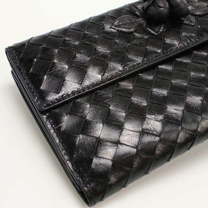ボッテガ・ヴェネタ Wホック イントレチャート 134075 V5281 1000 長財布二折 BOTTEGA VENETA（ボッテガ・ヴェネタ） 中古良品 長財布二折 134075