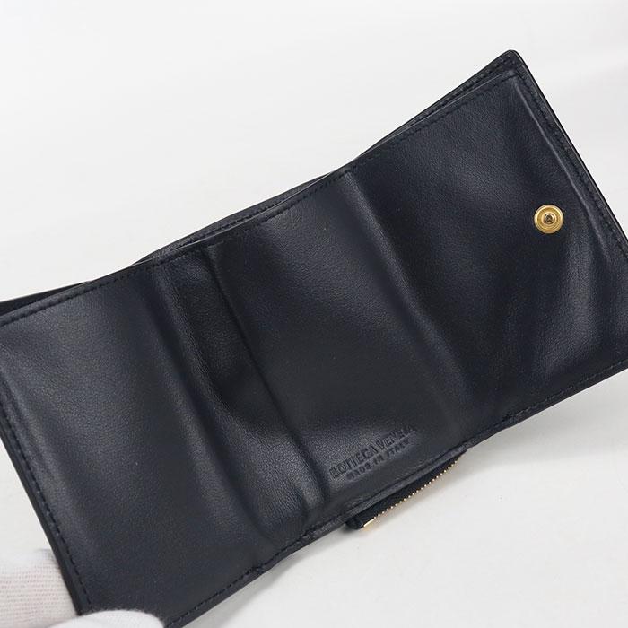 美品✨ボッテガヴェネタ イントレチャート 財布 コンパクトウォレット ネイビー BOTTEGA VENETA（ボッテガ・ヴェネタ） 中古良品 三折財布 イントレ