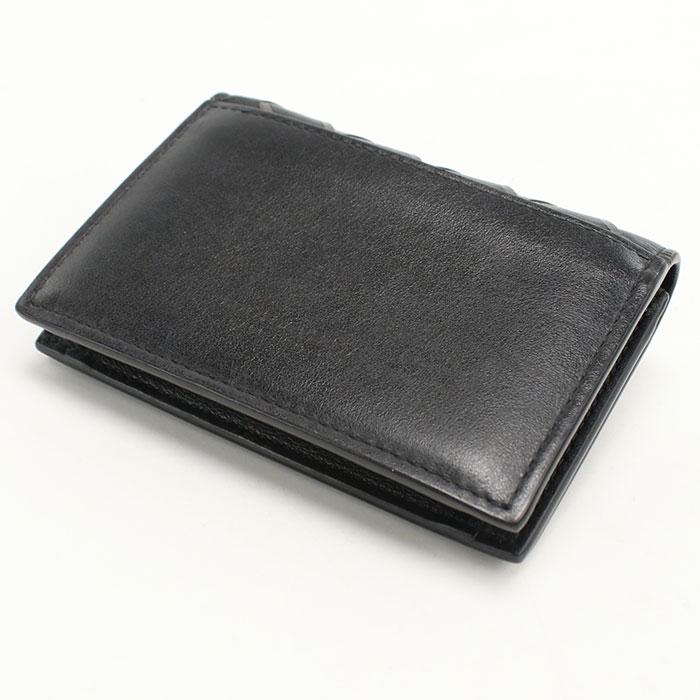 【美品】BOTTEGA VENETA　名刺入れ　イントレチャート ブラック BOTTEGA VENETA（ボッテガ・ヴェネタ） 中古良品 名刺入れ ビジネス