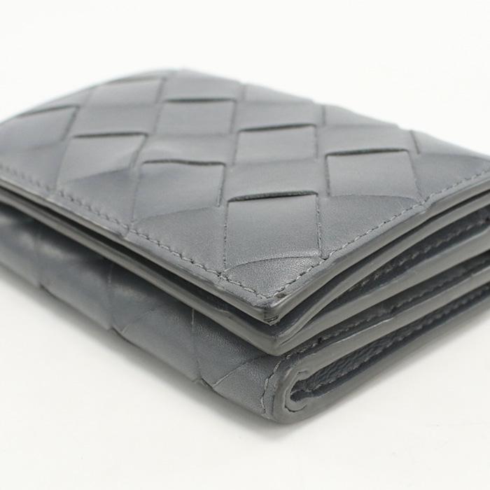 美品 ボッテガヴェネタ イントレチャート 折財布 3つ折り レザー グレー 人気 BOTTEGA VENETA（ボッテガ・ヴェネタ） 中古 三つ折り財布 イントレ