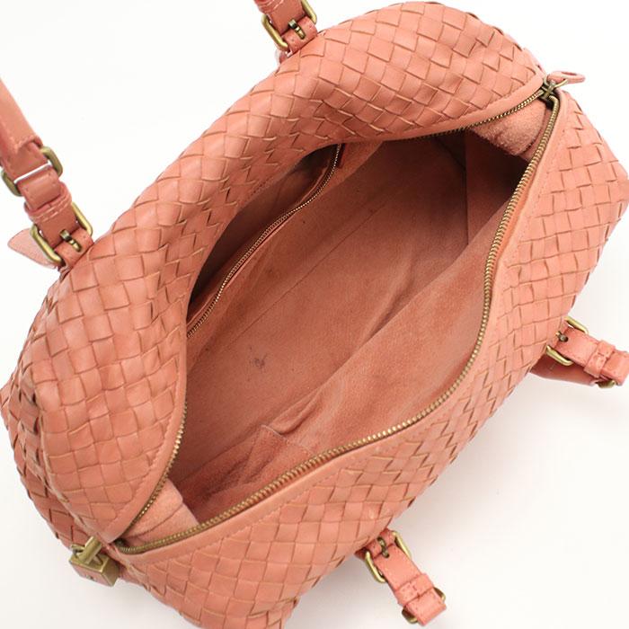中古BOTTEGA VENETA ボッテガ・ヴェネタ ミニボストン 173398 V00A2 6810 イントレチャート レディース ピンク BOTTEGA VENETA（ボッテガ・ヴェネタ） 中古 ミニボストン 173398