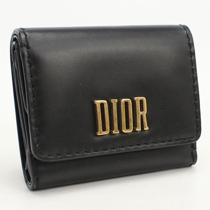 Dior ブラック三つ折り財布 値下げ⭕️ Christian Dior（クリスチャン・ディオール） 中古美品 DIOR