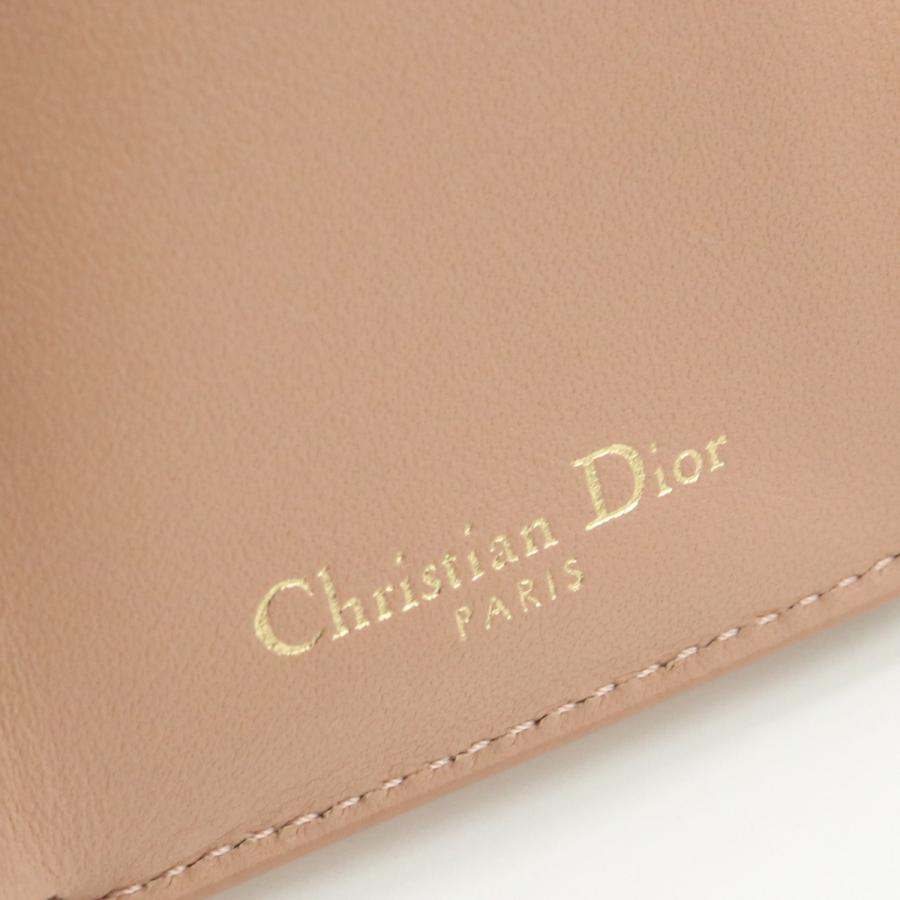 中古良品ディオールChristian Dior 30モンテーニュ コンパクトウォレット レザー 三つ折り財布 S2084 OBAE ベージュ  ランク：A us-2