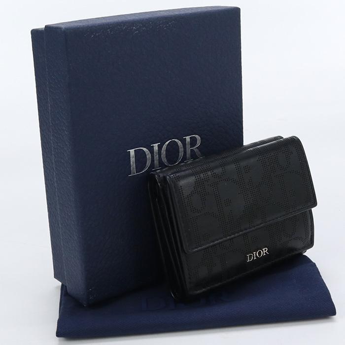 中古良品ディオールChristian Dior ディオール オブリーク 三つ折り  