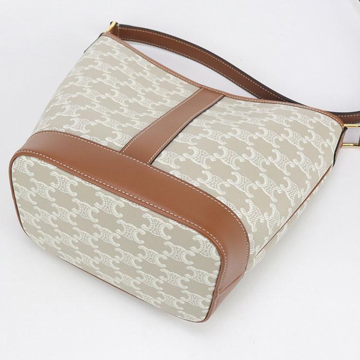 中古良品CELINE セリーヌ ショルダーバッグ 191442CAS スモール バケット トリオンフキャンバス レディース ベージュ CELINE（セリーヌ） 中古良品 ショルダーバッグ 191442CAS スモール