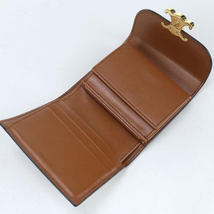 中古良品CELINE セリーヌ 三つ折り財布 10D783BZG.04LU スモール フラップウォレット トリオンフ レディース ブラウン CELINE（セリーヌ） 中古良品 三つ折り財布 10D783BZG.04LU スモール