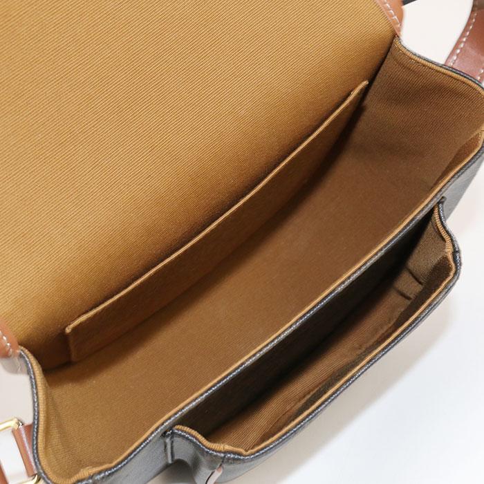 未使用級 セリーヌ トリオンフ ショルダーバッグ キャンバス ブラウン カーフ CELINE（セリーヌ） 中古良品 ショルダーバッグ トリオンフキャンバス