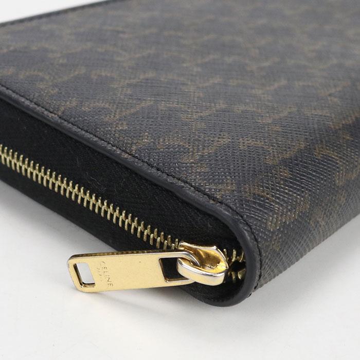 【美品】CELINE セリーヌ 長財布 ラウンドファスナー ブラック 黒×黄色 美品］CELINE セリーヌ ラウンドファスナー 長財布 ブラック×イエロー