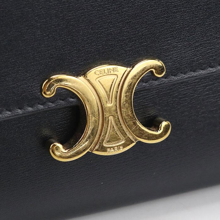 CELINE セリーヌ ラージウォレット トリオンフ 10E313DPV.38NO 長財布ニ折小銭入付き レザー【中古】 レディース CELINE（セリーヌ） 中古良品 長財布二折 10E313DPV.38NO ラージ