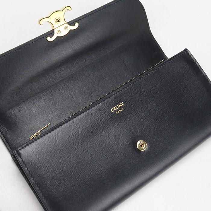 セリーヌ CELINE トリオンフ ラージウォレット 10E313DPV・38NO レザー 長財布 ユニセックス 送料無料 【中古】 CELINE（セリーヌ） 中古良品 長財布二折 10E313DPV.38NO ラージ