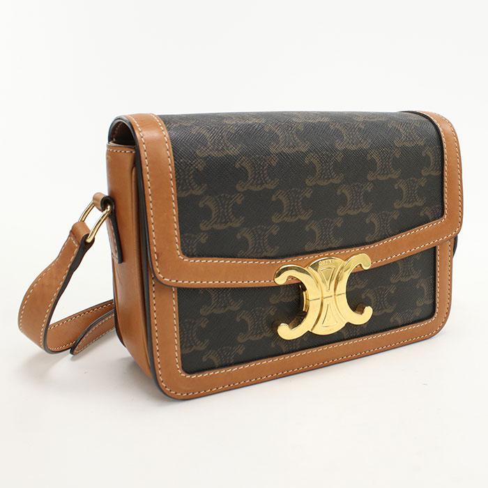 CELINE セリーヌ トリオンフ キャンバス×レザー ショルダーバッグ CELINE（セリーヌ） 中古良品 斜め掛け ショルダーバッグ 188882BZ4