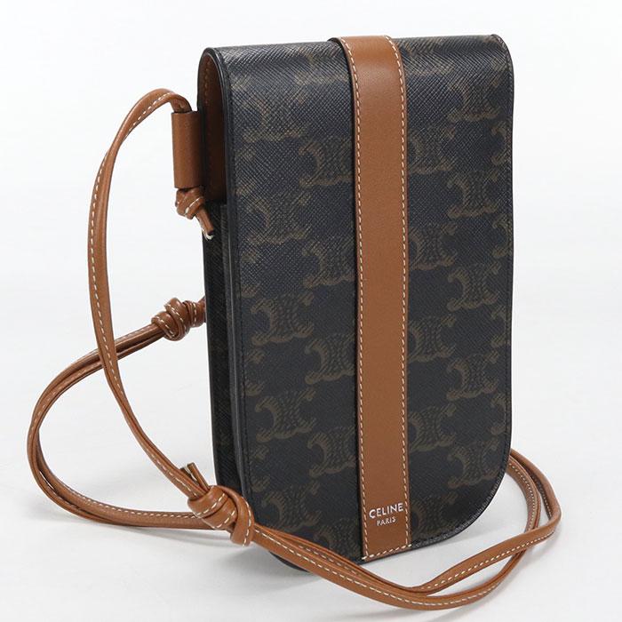 【中古】CELINE セリーヌ モバイルポーチ ショルダーバッグ ブラック×ブラウン トリオンフキャンバス×レザー レディース【質屋】 楽天市場】【中古】CELINE セリーヌ モバイルポーチ ショルダーバッグ