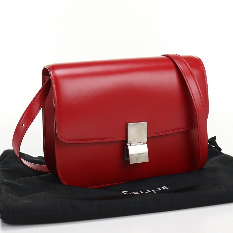 中古美品セリーヌCELINE クラシック ミディアム ショルダー レザー 
