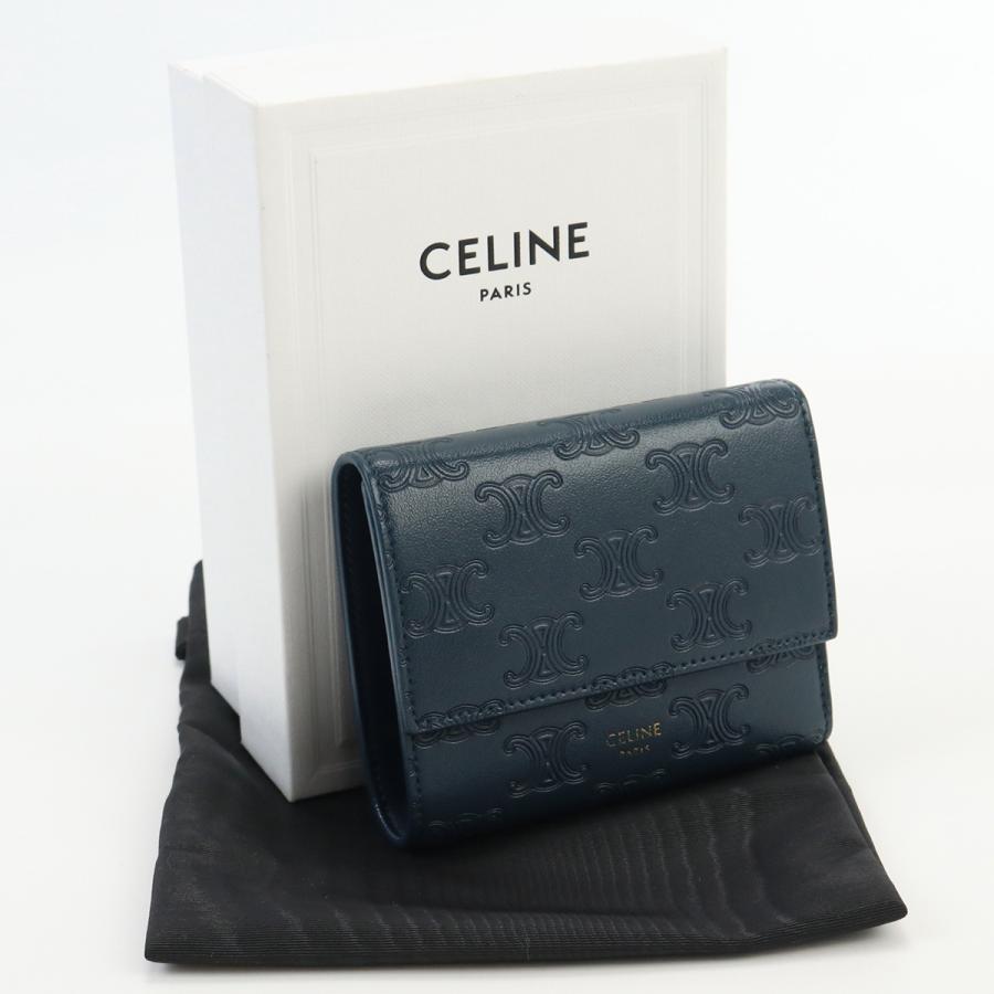 Celine セリーヌ 三つ折財布 ネイビー-
