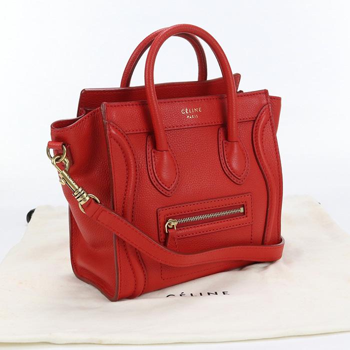 CELINE 中古良品セリーヌCELINE ラゲージ ナノ カーフ トートバッグ 