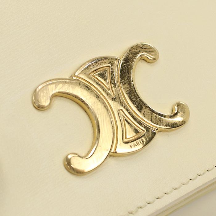 中古CELINE セリーヌ 二折財布 10K62 3DPV コンパクトウォレット トリオンフ レディース アイボリー CELINE（セリーヌ） 中古 二折財布 10K62 3DPV コンパクトウォレット