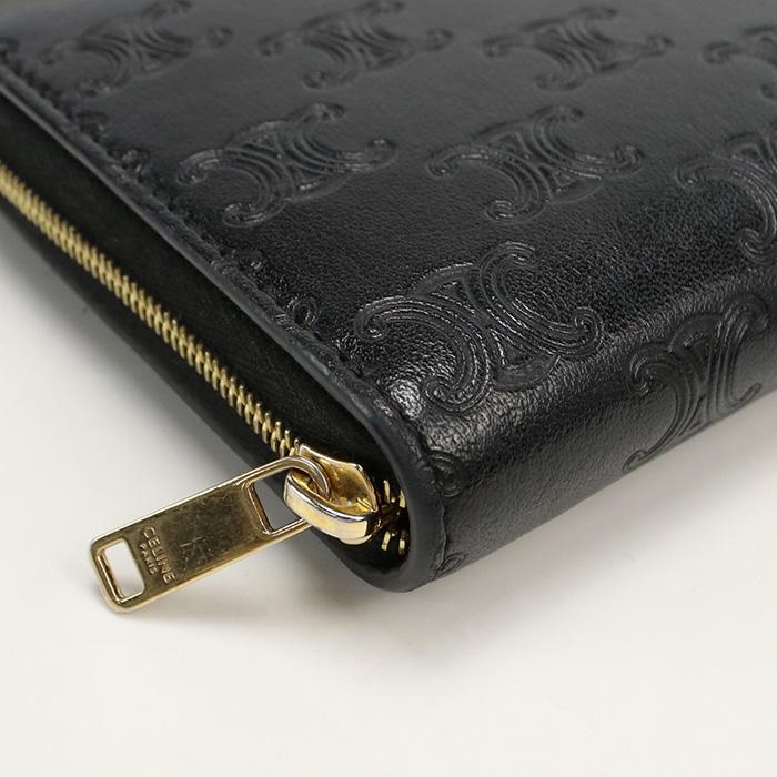 CELINE 中古セリーヌCELINE ラージ ジップウォレット 長財布 ブラック 