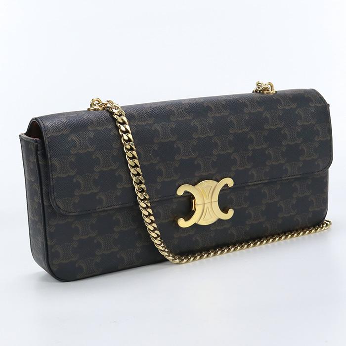 中古美品セリーヌCELINE トリオンフキャンバス チェーンショルダー 