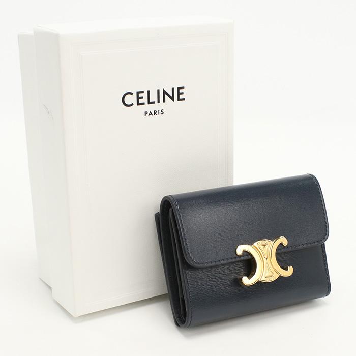 CELINE 中古美品 セリーヌ 三折財布 10I65 3DPV コイン入れ付き