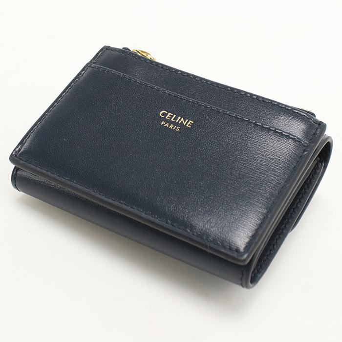 CELINE 中古美品 セリーヌ 三折財布 10I65 3DPV コイン入れ付き