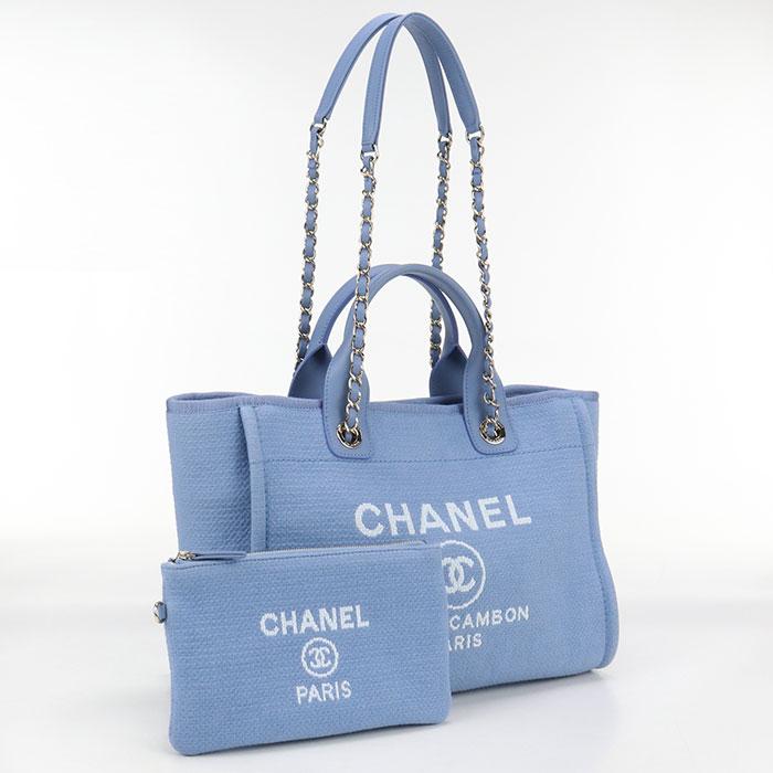 中古美品CHANEL シャネル トートバッグ AS3257 2WAY ドーヴィル レディース ブルー CHANEL（シャネル） 中古美品 トートバッグ AS3257 2WAY ドーヴィル