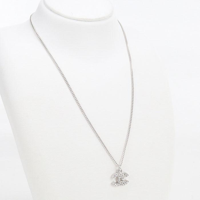 CHANEL シャネル ネックレス ココマーク ラインストーン シルバー CHANEL（シャネル） 中古美品 ネックレス ラインストーン ココマーク