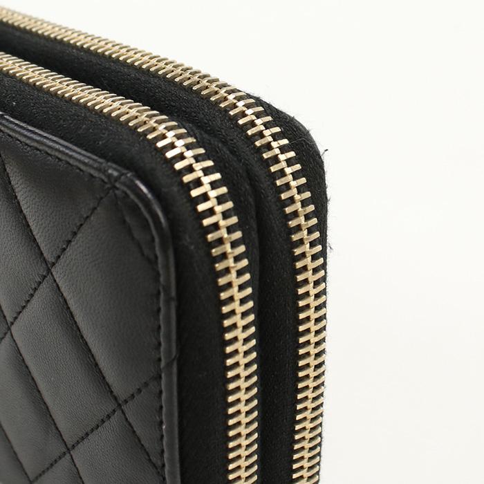 CHANEL 中古 シャネル 長財布ラウンドファスナー ラウンドWジップ  