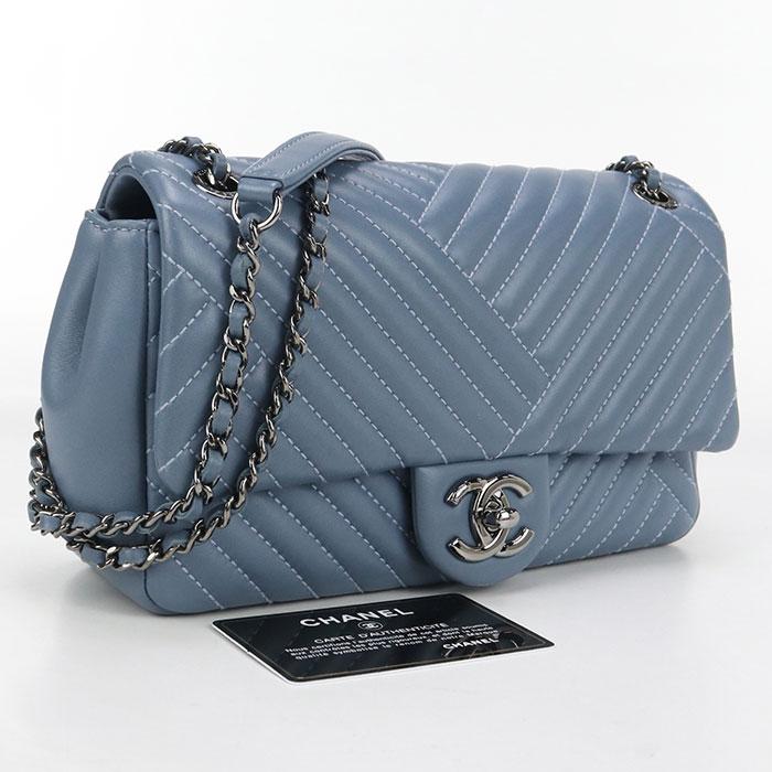 中古良品CHANEL シャネル ショルダーバッグ 21641457 チェーン シェブロン レディース ブルー CHANEL（シャネル） 中古良品 ショルダーバッグ 21641457 チェーン