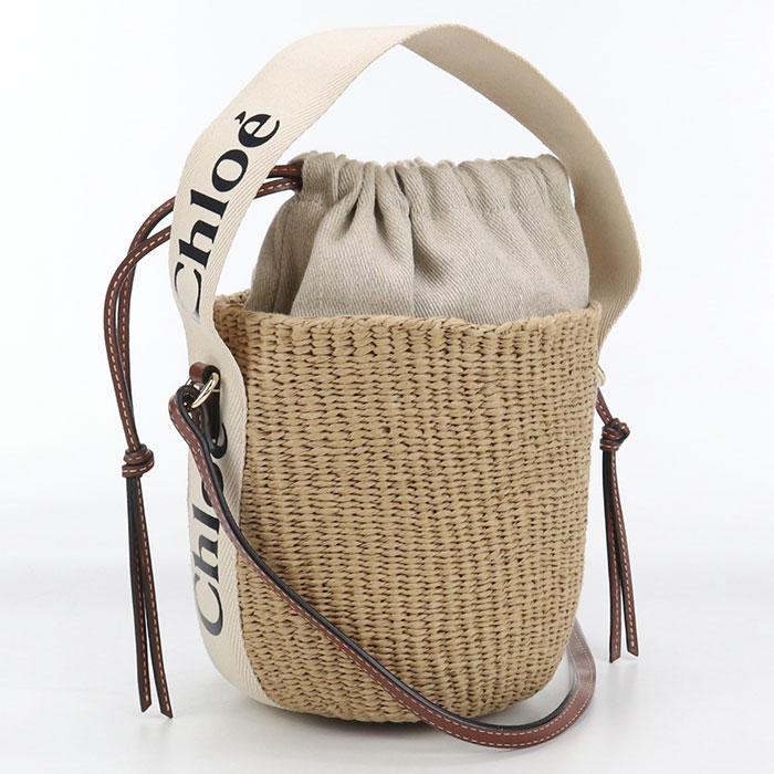 中古美品Chloe クロエ カゴバッグ スモールバスケット ウッディ レディース ベージュ Chloe（クロエ） 中古美品 カゴバッグ スモールバスケット ウッディ
