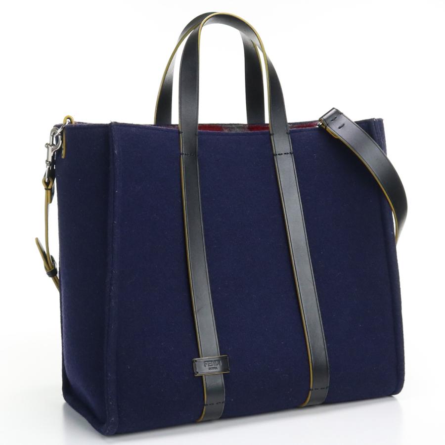 FENDI 中古良品フェンディFENDI ウールトート 7VA390 51N ネイビー 