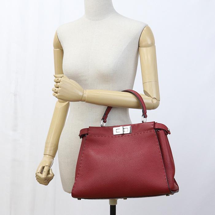 FENDI 中古良品フェンディFENDI ピーカブー 2WAYハンドバッグ レザー  
