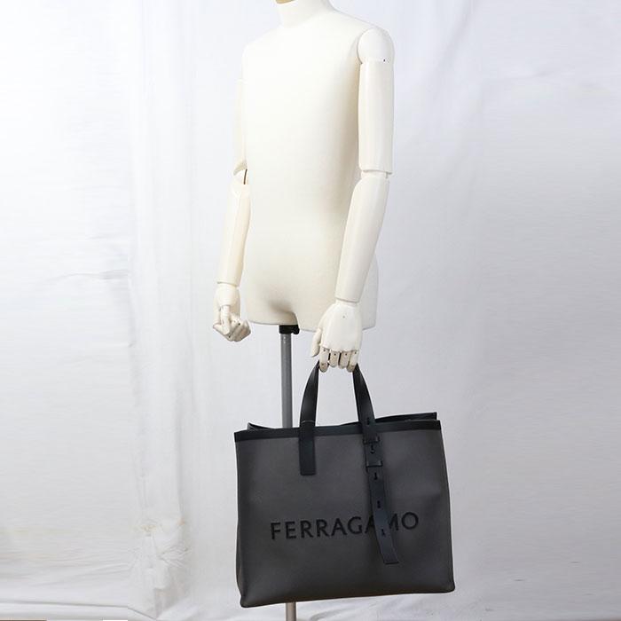 中古美品 FERRAGAMO フェラガモ トートバッグ 24 1298 ロゴ メンズ