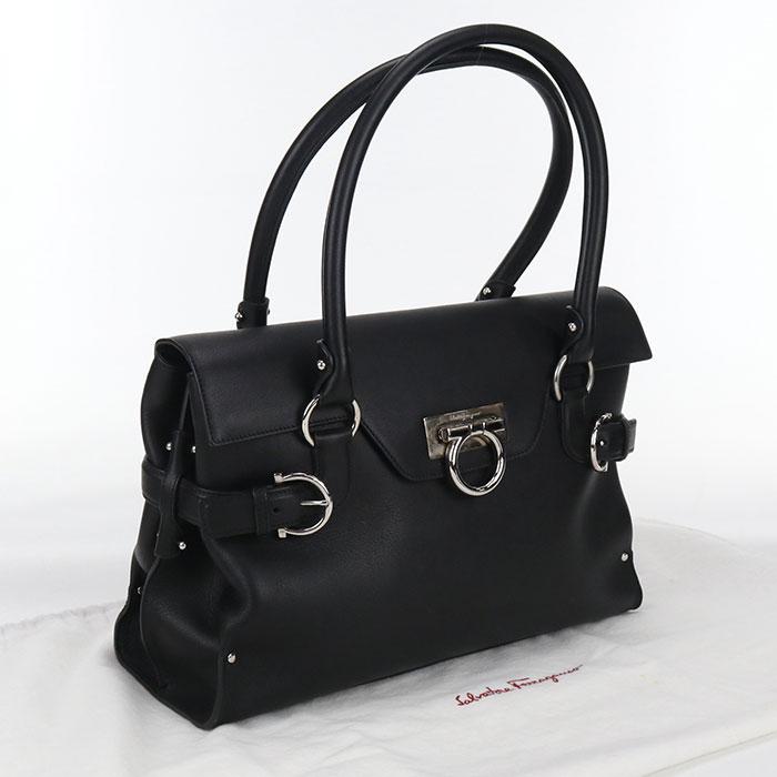 中古良品FERRAGAMO フェラガモ トートバッグ 21 4402 ガンチーニ レディース ブラック 中古良品 FERRAGAMO フェラガモ トートバッグ 21 4402 ガンチーニ