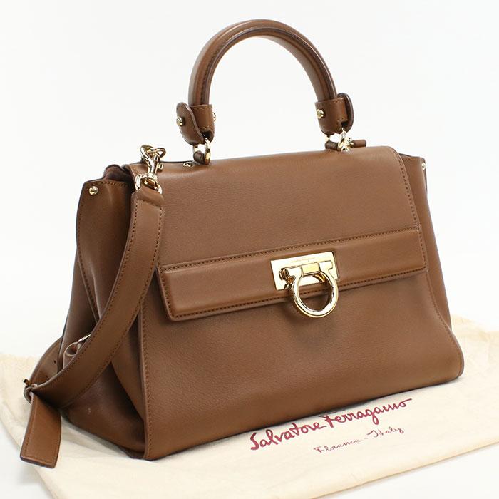 中古良品 FERRAGAMO フェラガモ ハンドバッグ 21 F606 2WAY ガンチーニ  