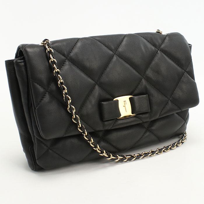 中古美品 FERRAGAMO フェラガモ ショルダーバッグ 21 E767 チェーン