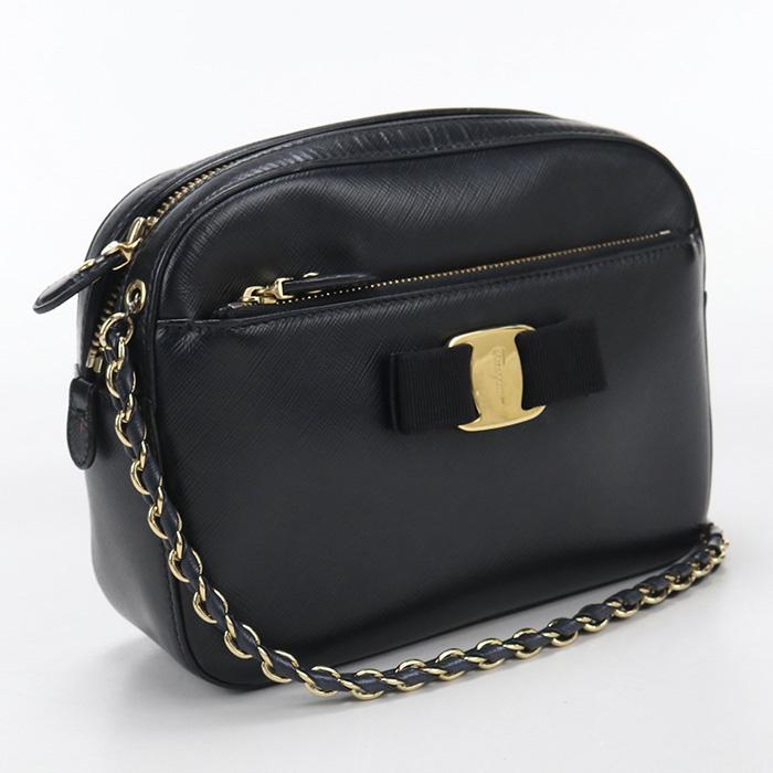 中古良品 FERRAGAMO フェラガモ ショルダーバッグ 21 F568 チェーン 
